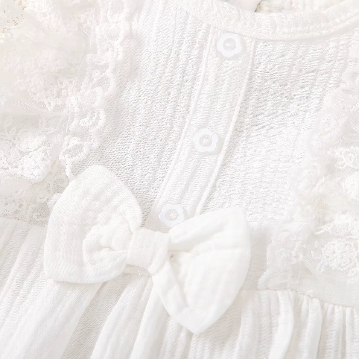 LunaLinen – Baby Girl Cotton Romper & Headdress Set